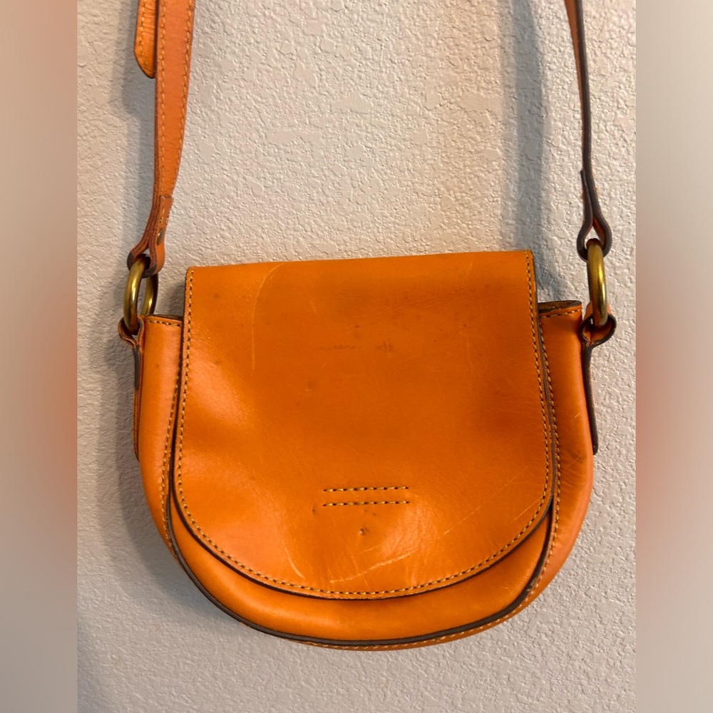 FRYE Small Leather Orange Saddle Bag